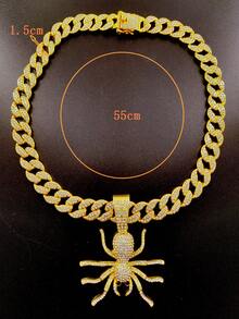 Collar con abalorio de araña de diamantes de imitación para hombre, estilo Punk Hip Hop, cadena para un look elegante, regalo para fiesta - Multicolor - Ver 6