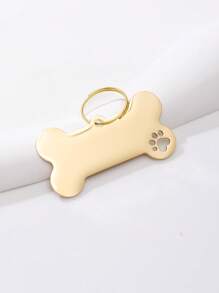 1pc Bone Shaped Pet ID Tag - Gold - View 1