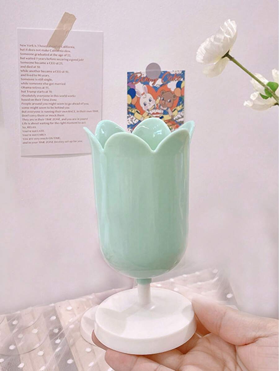 Hộp Đựng Bút Tulip Cô Gái Trái Tim Bút Đựng Cọ Trang Điểm Hộp Đựng - màu xanh lá - Xem 1