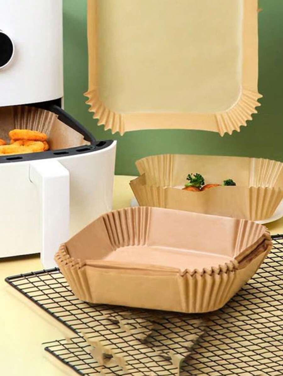 50 piezas Pergamino de freidora de aire - Marrón - Ver 1