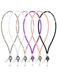 1入組水鑽裝飾長款簡約風可伸縮多用途卡套繩 - 香檳色 - 查看 2