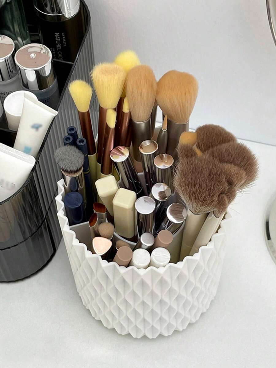 1pc Solid Color White Jewelry Storage Box, Modern Plain Plastic Jewelry Storage Box - White - View 1