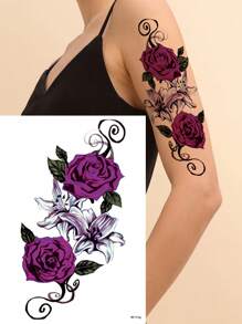 1sheet Adesivo de tatuagem padrão rosa - Multicolorido - Ver 1