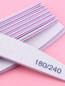 10pcs Grey Half-Moon Nail Files, Double-Sided Manicure Files, 180/240 Grit Nail Shaping & Grooming - Light Grey - View 5