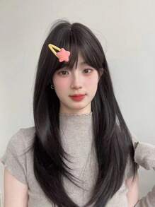 alicegarden 1頂女性用棕黑色破碎型劉海長直髮假髮(無帽) - 黑色 - 查看 1