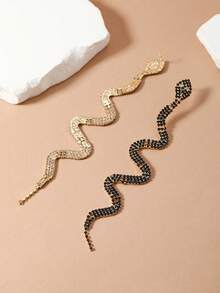 Bông tai thả rắn rhinestone - màu đen - Xem 3