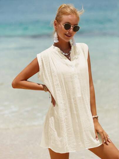 Swim Vcay Cache-maillot unicolore à bouton