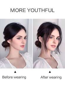 短小波浪合成纖維頭髮劉海 - 黑色 - 查看 3