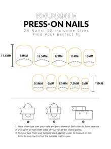 使用24入組中號方形法式雙色假指甲和1入組指甲銼和1張膠帶打造迷人魅力 - 彩色 - 查看 3