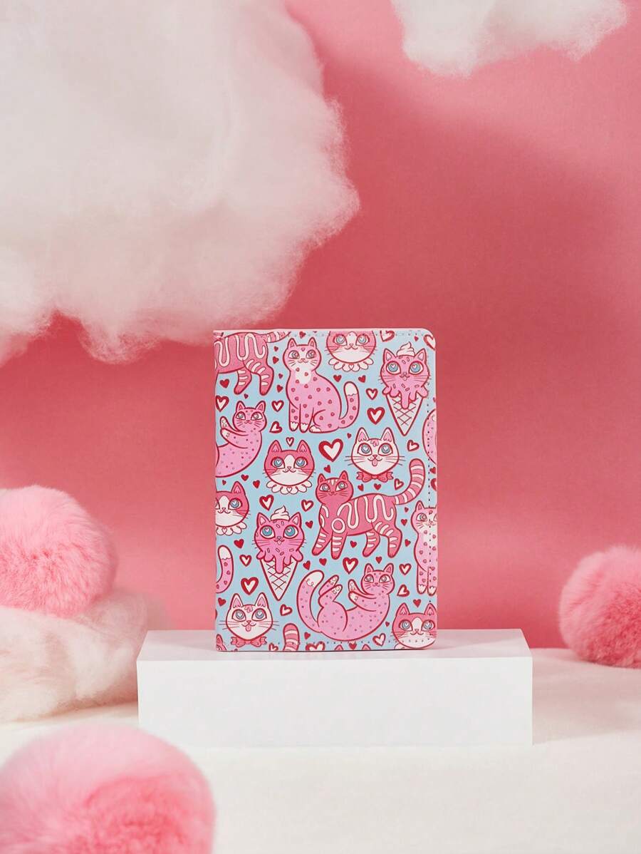 Pink Owlet Artist Girlcore 卡通图案旅行护照夹 - 粉色 - 查看 1