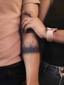 1 hoja Pegatina tatuaje con estampado - Negro - Ver 1