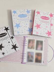 1pc Letter & Star Pattern Photo Album With Elastic Band, Simple Multi-Purpose Portable Photo Case For Photo, Card Storage Back To School