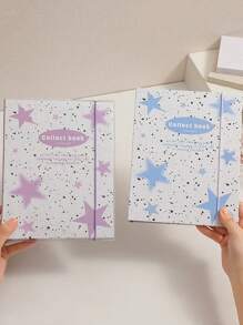 1pc Letter & Star Pattern Photo Album With Elastic Band, Simple Multi-Purpose Portable Photo Case For Photo, Card Storage Back To School