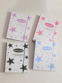 1pc Letter & Star Pattern Photo Album With Elastic Band, Simple Multi-Purpose Portable Photo Case For Photo, Card Storage Back To School