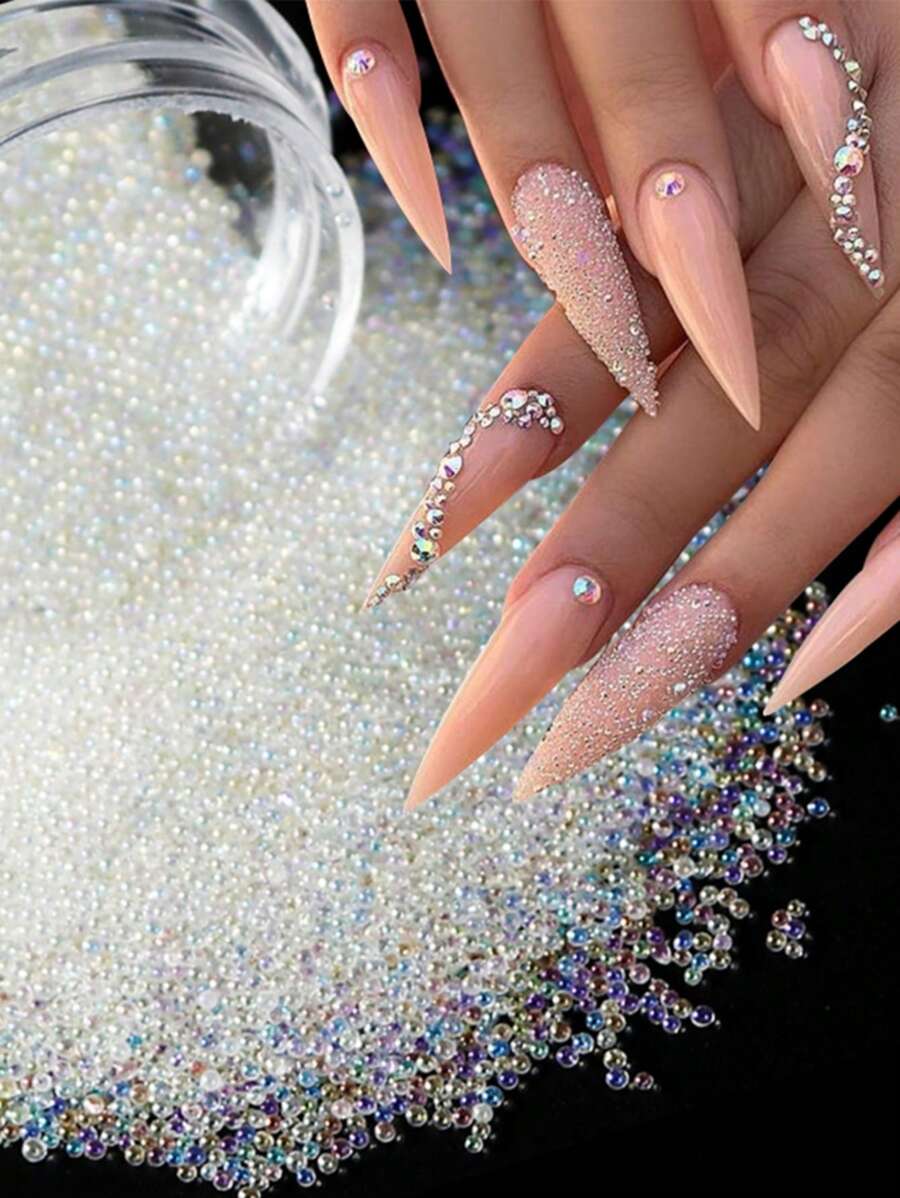1box Rhinestone Nail Art Decoration DIY Nail Charms Nail Gems Nail Supplies - White - View 1