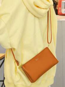 迷你方包字母細節時尚風格 - 棕色 - 查看 3