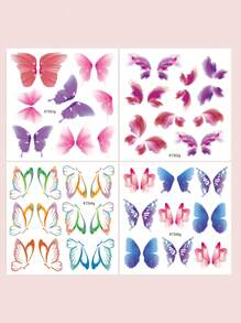 4sheets Butterfly Print Tattoo Sticker - Multicolor - View 2