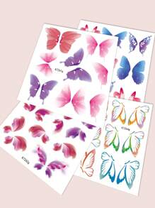 4sheets Butterfly Print Tattoo Sticker - Multicolor - View 5