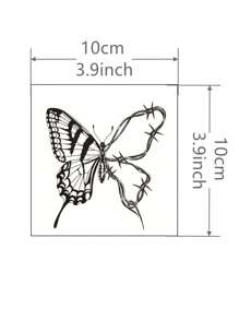 1sheet Butterfly Print Tattoo Sticker - Black - View 3