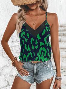 SHEIN VCAY Allover Print Cami Top - Green - View 5