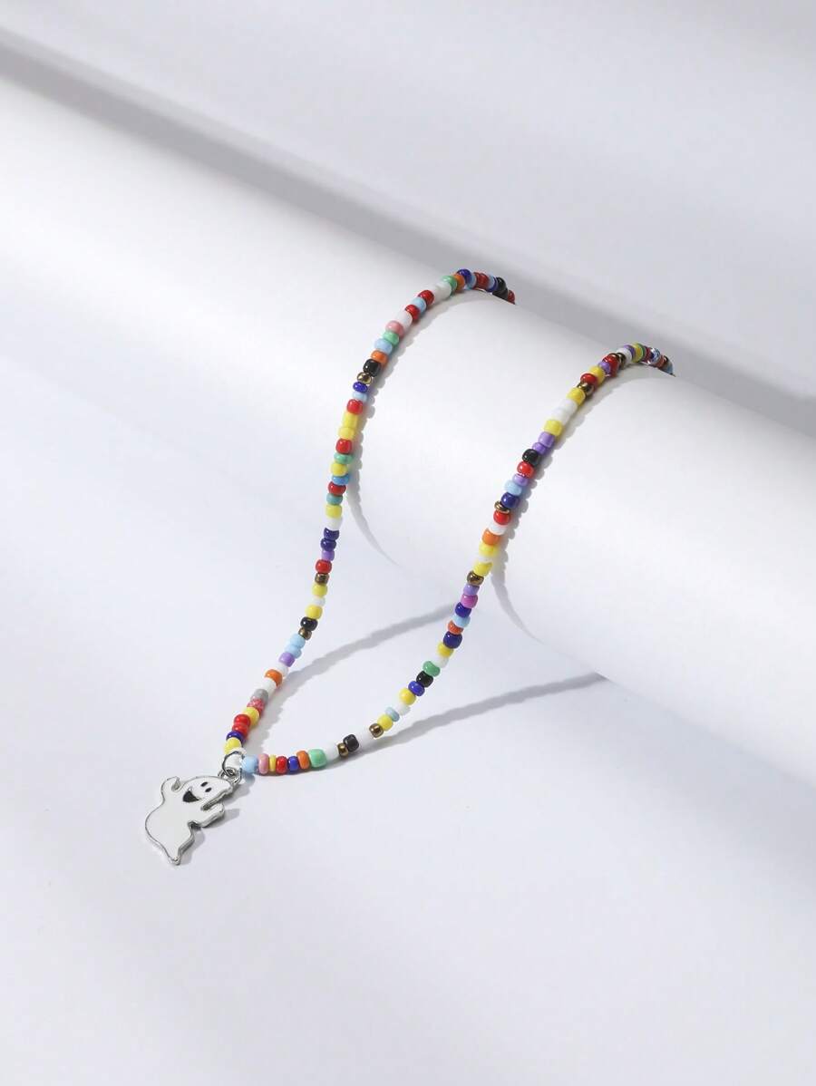 幽靈吊飾串珠項鏈 - 彩色 - 查看 1