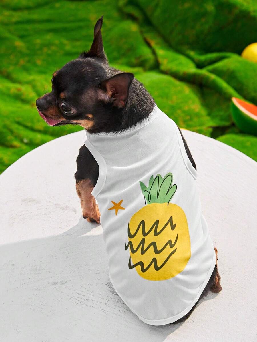PETSIN 1入組鳳梨印花寵物背心 - 彩色 - 查看 1