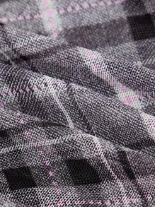 SHEIN ICON 格紋印花不對稱下擺網紗上衣 - 彩色 - 查看 4