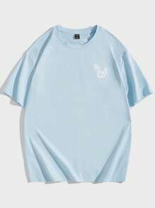 Manfinity VCAY Loose Fit Men's Cartoon & Slogan Graphic T-Shirt, Summer