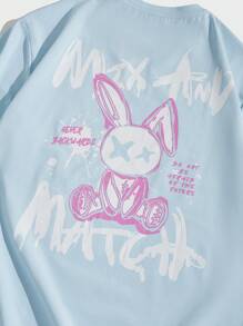 Manfinity VCAY Loose Fit Men's Cartoon & Slogan Graphic T-Shirt, Summer