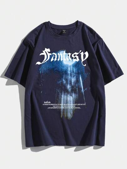 Goth تي شيرت قطني للرجال بشعار وطباعة، المدرسة