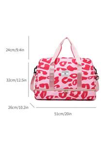 Túi du lịch đa năng dung tích lớn mới, họa tiết bò, họa tiết ngựa vằn, họa tiết chữ, họa tiết da báo, dành cho cả nam và nữ, học sinh, túi thời trang thường ngày, túi du lịch cặp đôi, quà tặng ngày lễ tình nhân, ba lô du lịch, mùa hè, xách tay, túi qua đêm, hành lý, ngăn đựng đồ ướt và khô, ngăn đựng giày, có thể gấp lại, mở rộng, đa chức năng, có khóa kéo, chuyến công tác, kỳ nghỉ du lịch, ba lô, trở lại trường, hành lý - Hồng - Xem 5