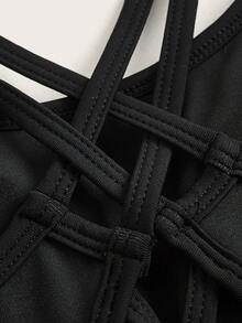 SHEIN Maternidad Mono unitard de malla en contraste de espalda abierta con tira cruzada