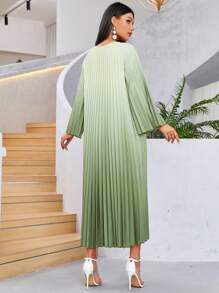 Al Najma Ombre Pleated Hem Dress - Green - View 2