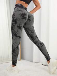Easithlete Quần Leggings Thể thao Nữ Cà vạt nhuộm - Xám - Xem 1