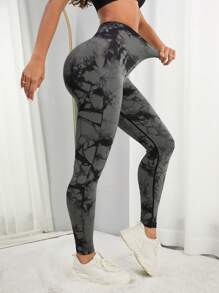 Easithlete Quần Leggings Thể thao Nữ Cà vạt nhuộm - Xám - Xem 5