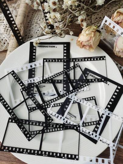 15片裝相機膠片設計什錦貼紙簡單多用途裝飾貼紙適用於DIY工藝品、裝飾品、手帳