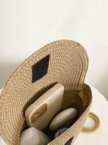 Straw Bucket Bag Vintage Woven Rattan Shoulder Bag Women Summer Vacation Bag