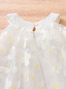 SHEIN 嬰兒貼花前蝴蝶結網紗覆蓋連衣裙 - 白色 - 查看 5