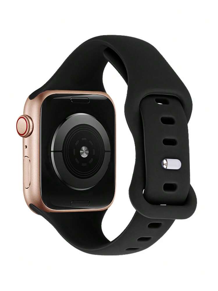 Correa de reloj de silicona unicolor compatible con Apple Watch - Negro - Añade 6