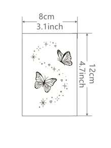 1sheet Butterfly Pattern Waterproof Long Lasting Tattoo Sticker - Black - View 3
