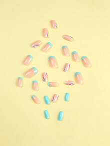 Nâng cấp ngay lập tức diện mạo của bạn với Bộ móng tay giả 24 chiếc dài sọc vuông che phủ hoàn toàn - Nhiều màu - Xem 4