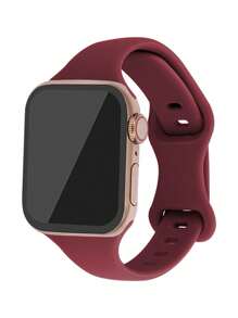 1 dây đeo đồng hồ silicon rắn tương thích với Apple Watch - Màu Đỏ Sâu - Xem 6