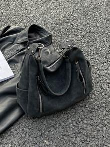 Maillard 复古 2025 哑光纹理大容量时尚百搭单肩包，高端海滩手提包手提购物袋，独特低调通勤拉链双肩带斜挎包