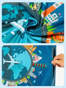 Xây dựng hành lý đồ họa bìa đàn hồi có thể giặt được - Màu xanh lam - Xem 4