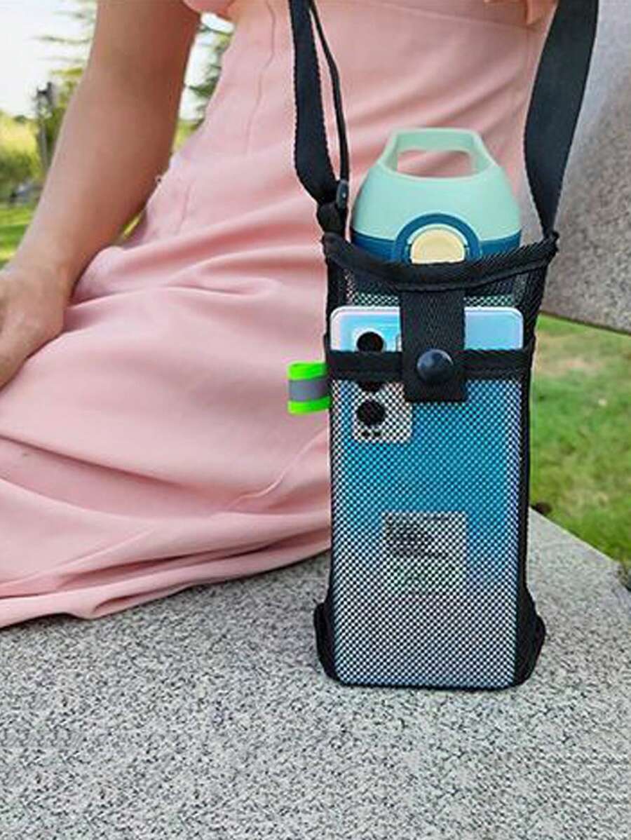 A Cốc nước Lớp bảo vệ , Lưới Cốc nước Cái túi , Chéo cơ thể Dây đeo , Ngoài trời Trà sữa Ấm đun nước phổ cập Cúp Che phủ , Điện thoại di động Ba lô - màu đen - Xem 1