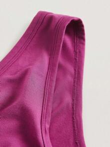 SHEIN BASICS Plus Solid Tank Dress - Red Violet - View 4