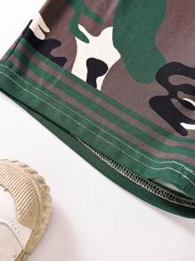 SHEIN Boys Camo & Letter Graphic Drawstring Waist Shorts - Multicolor - View 3