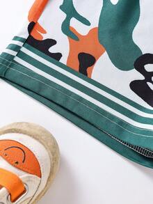 SHEIN Boys Camo Print Striped Trim Drawstring Waist Shorts - Multicolor - View 6