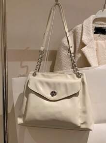 Sac fourre-tout d'épaule petit à la mode verrou tournant chaîne en PU