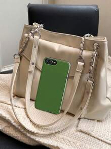 Sac fourre-tout d'épaule petit à la mode verrou tournant chaîne en PU